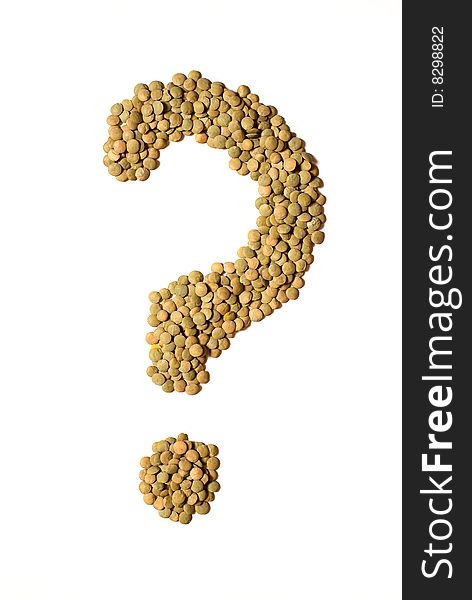 Question mark made of lentil.