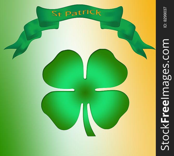 My illustration with the Irish flag colours as the background,with clover and banner. My illustration with the Irish flag colours as the background,with clover and banner