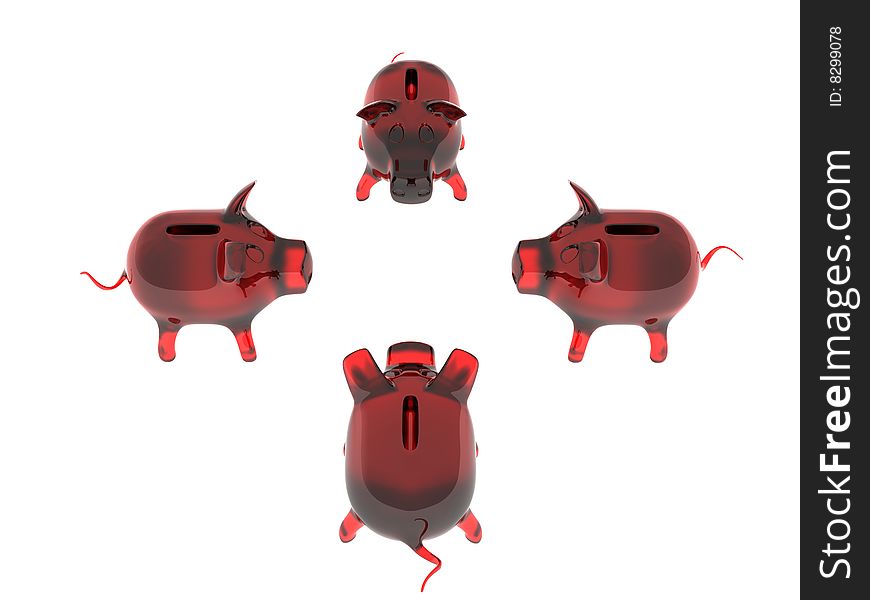 Four red money-boxes