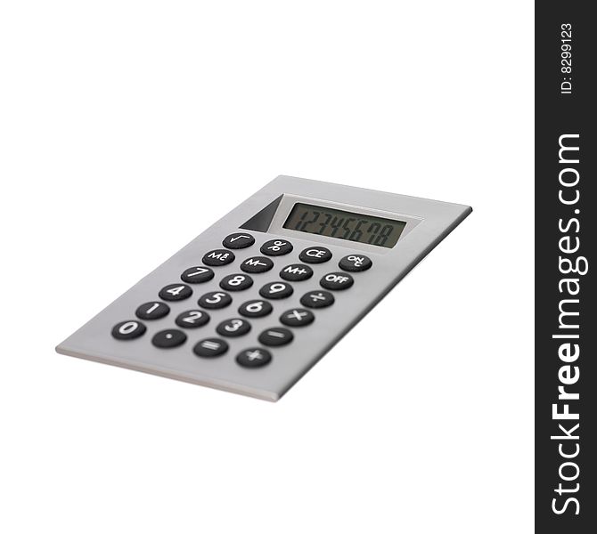 Pocket calculator towards white background