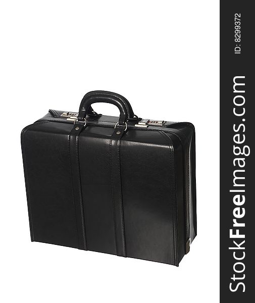 Black briefcase towards white background