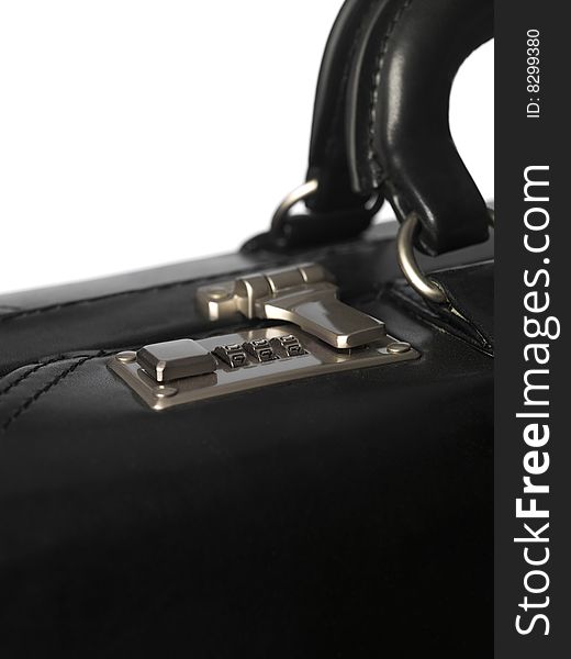 Black briefcase towards white background