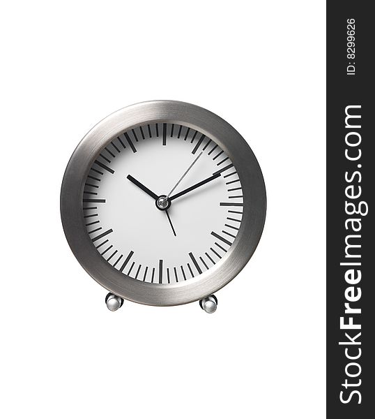 Silver clock towards white background