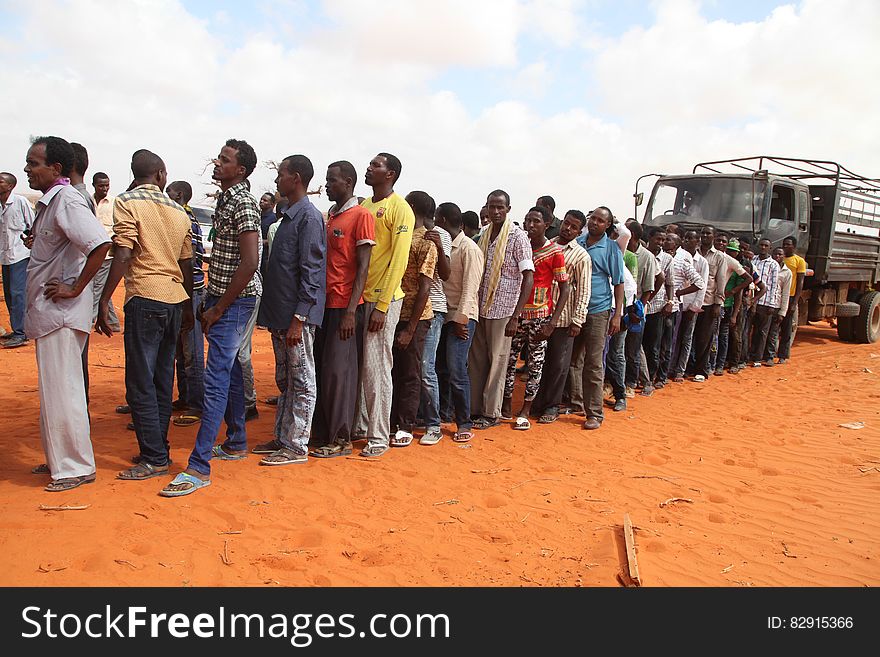 New recruits for the Interim Jubbaland Administration &#x28;IJA&#x29; line up for a security check at Kismayo Police Training School during vetting exercise in Somalia on December 21, 2016. AMISOM Photo/ Barut Mohamed. New recruits for the Interim Jubbaland Administration &#x28;IJA&#x29; line up for a security check at Kismayo Police Training School during vetting exercise in Somalia on December 21, 2016. AMISOM Photo/ Barut Mohamed