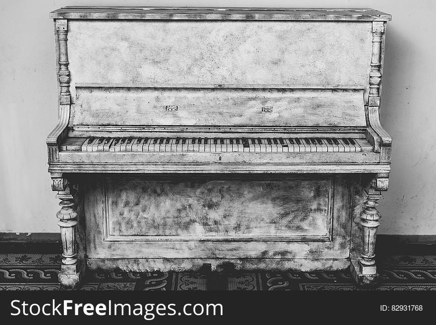 Gray Wooden Upright Piano