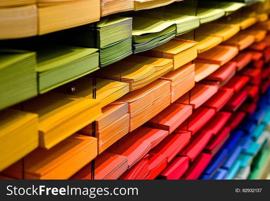 Multi Colored Folders Piled Up