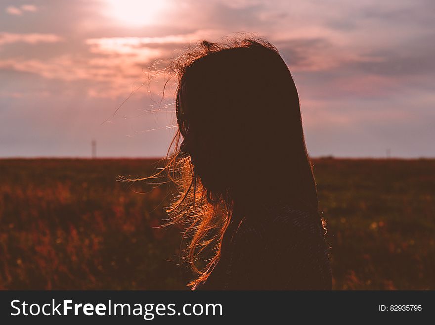 Woman&#x27;s Silhouette Photo during Sunset