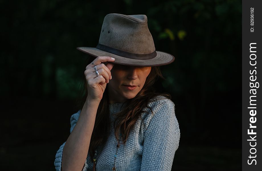 Woman in Brown Fedora Hat