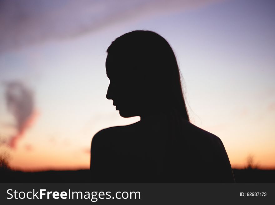 Silhouette of Woman during Sunset