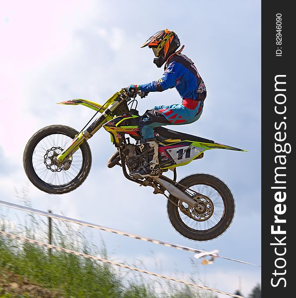 Person Doing Stunt In Motocross Dirt Bike