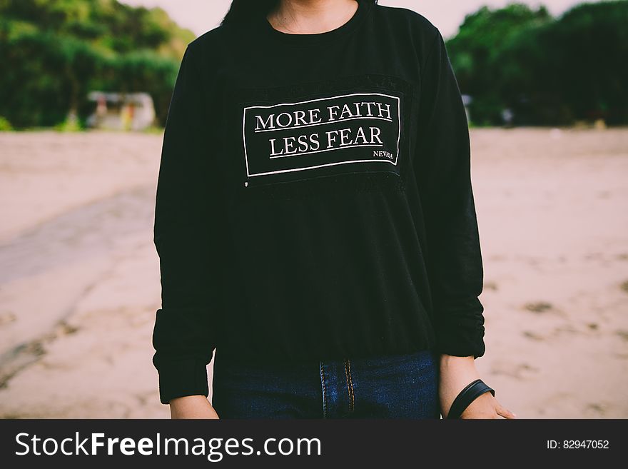 More Faith Less Fear White Sweater