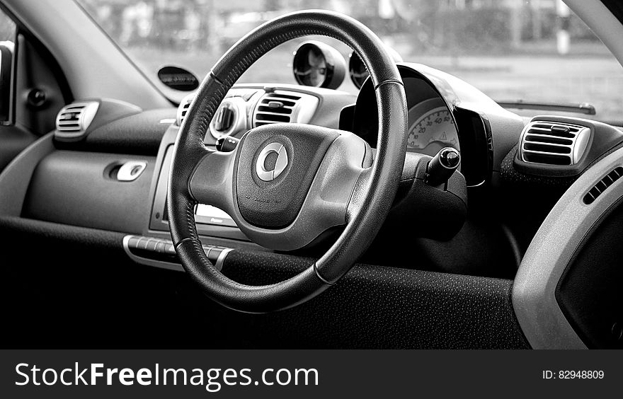 Black Smart Car Steering Wheel