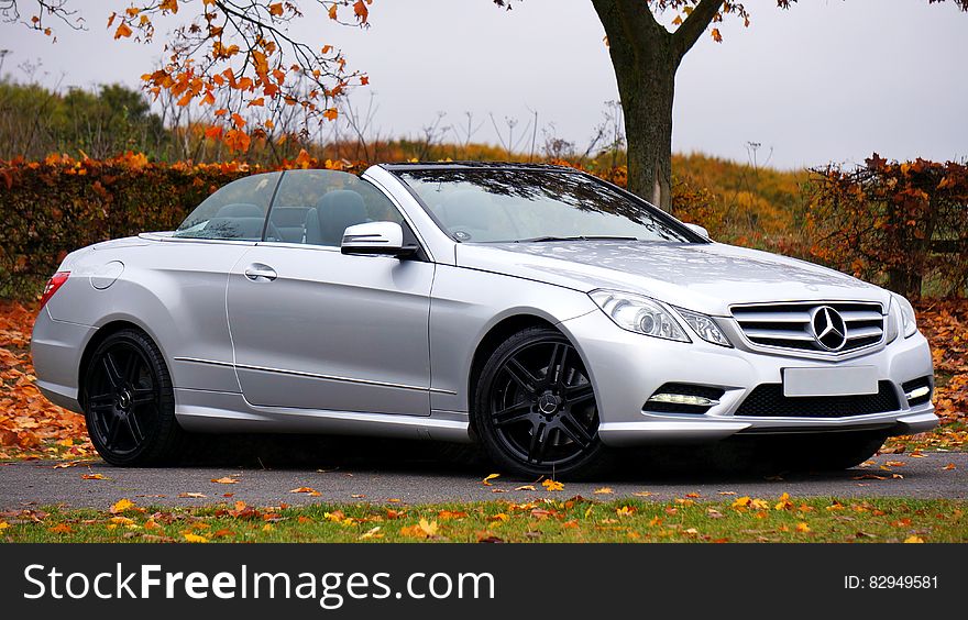 Mercedes Benz Silver Coupe Convertible