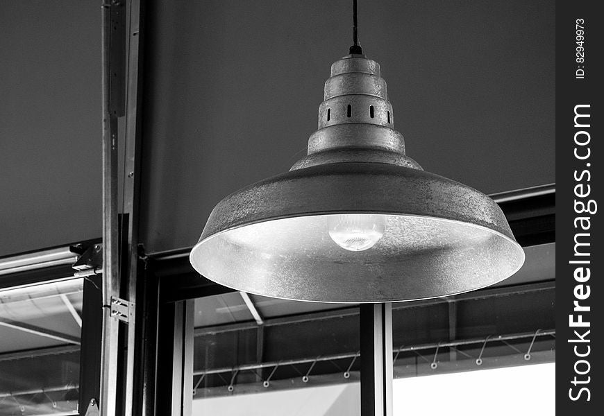 Gray Ceiling Lamp Near Clear Glass Window