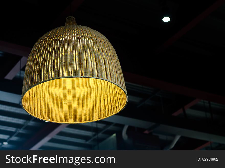 Brown Wicker Ceiling Lamp