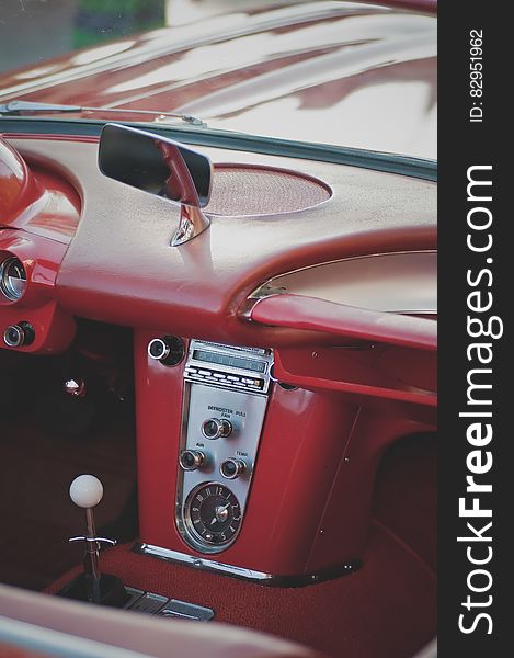 Classic Corvette convertible interior dashboard. Classic Corvette convertible interior dashboard.