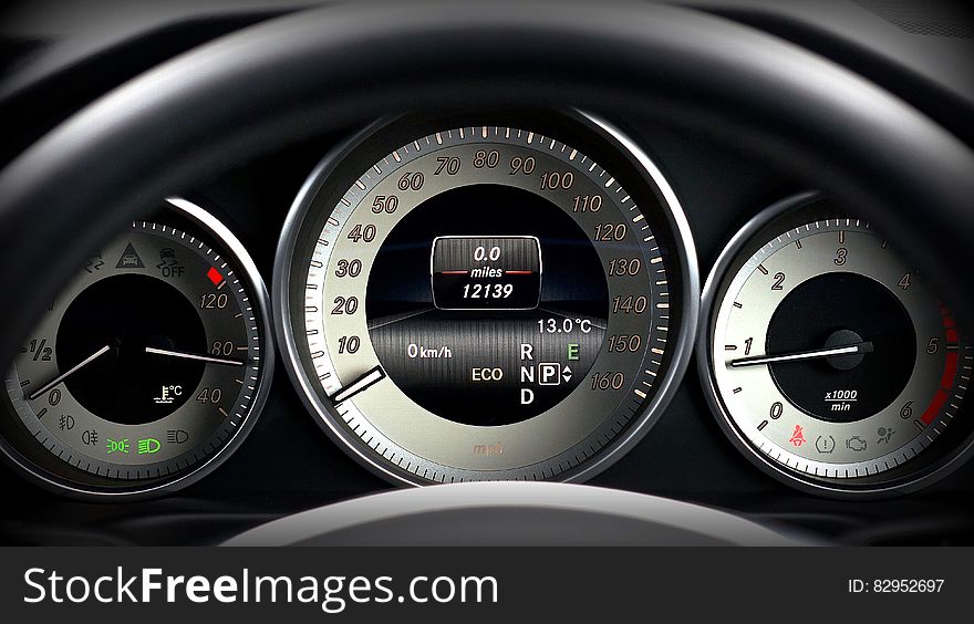 Close up of dashboard in luxury vehicle. Close up of dashboard in luxury vehicle.