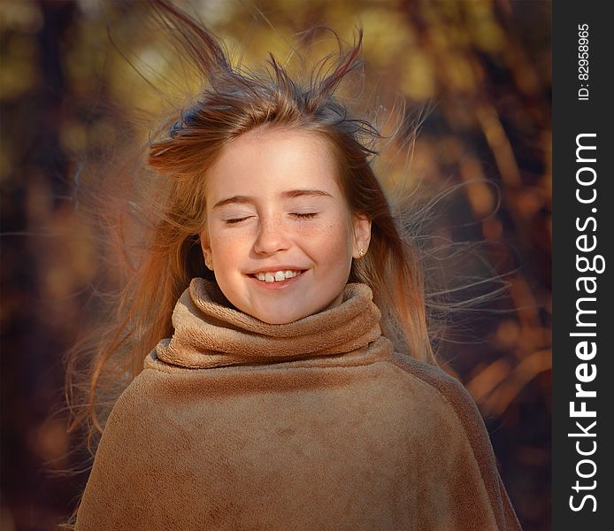 Smiling Girl In Outdoor Portrait