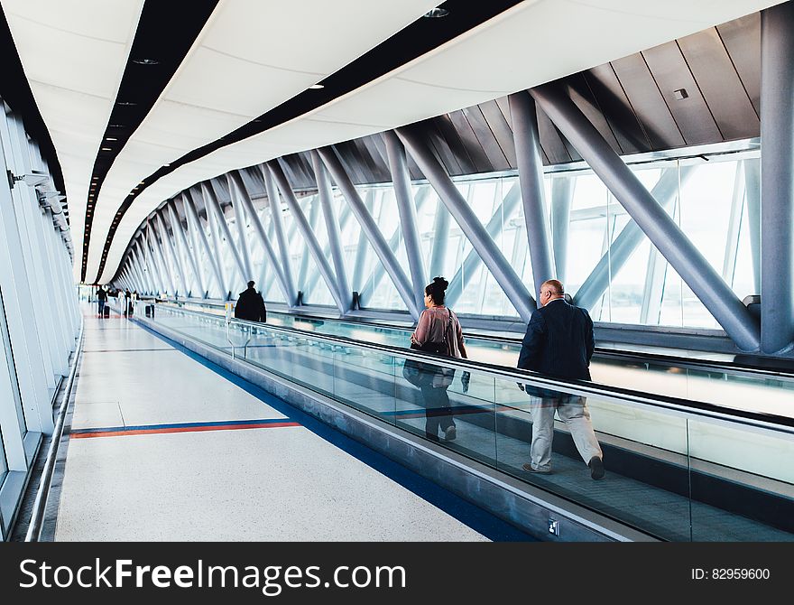 People on escalator at Gatwick airport