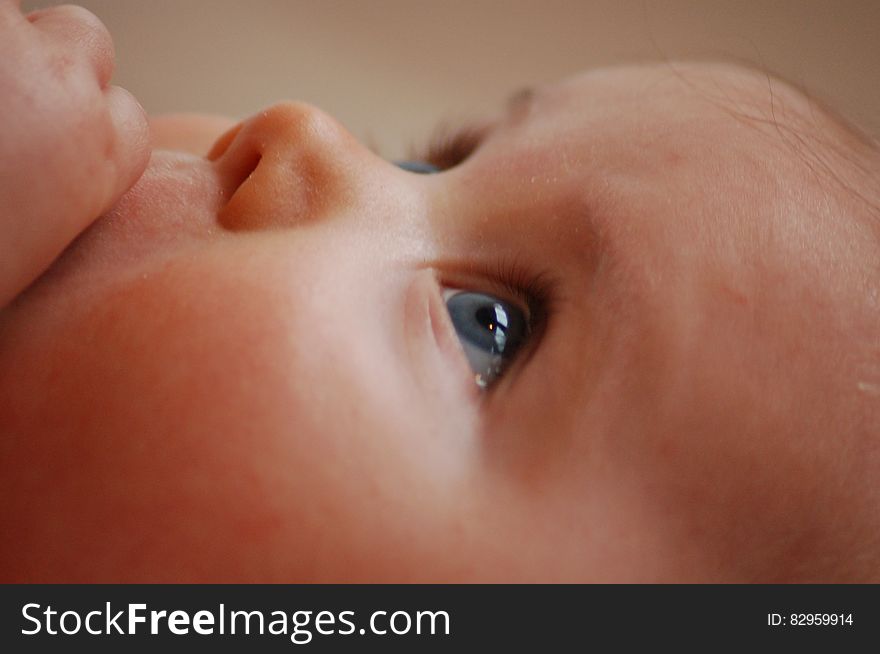 Close up of face on infant child. Close up of face on infant child.