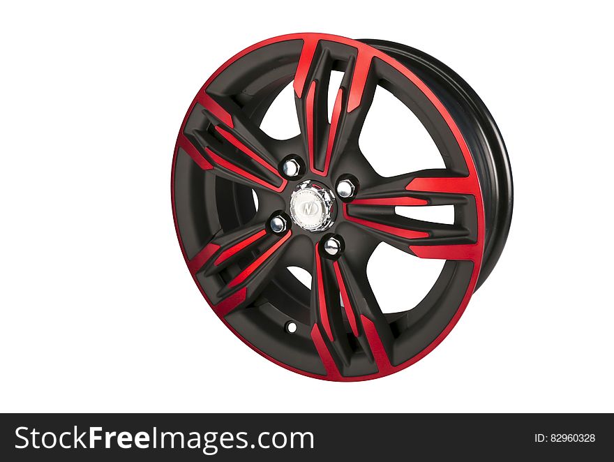 Black and Red Tire Rim
