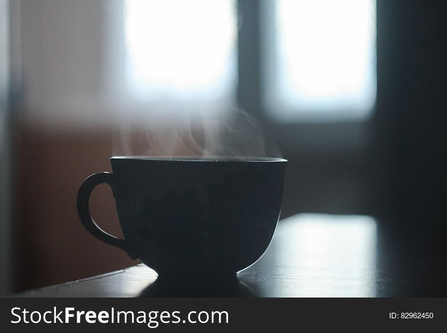 Black Ceramic Cup With Smoke Above