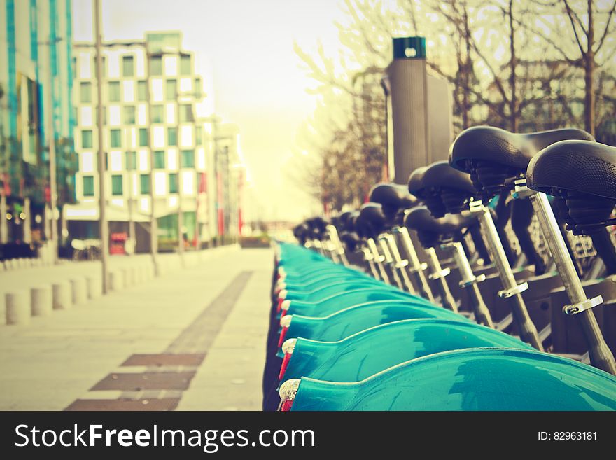 Bicycles on streets of Dublin, Ireland