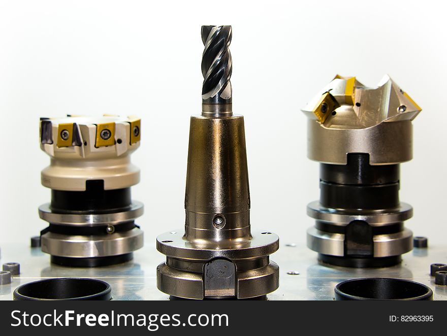 Close up of clean drill bits or lathe tools. Close up of clean drill bits or lathe tools.