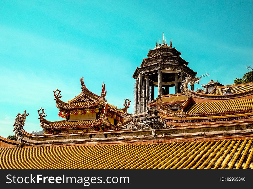 The roofs of traditional Chinese buildings.