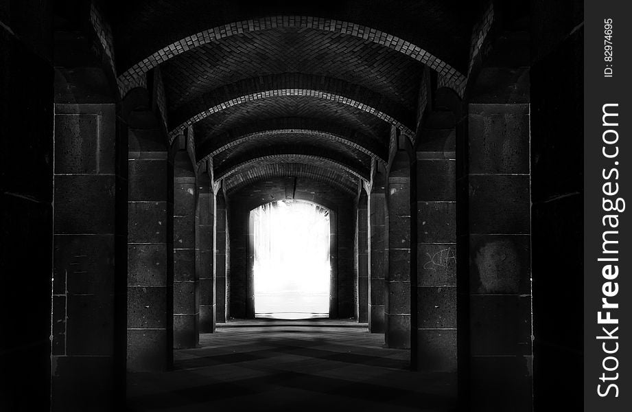 Black And White Photo Of A Tunnel