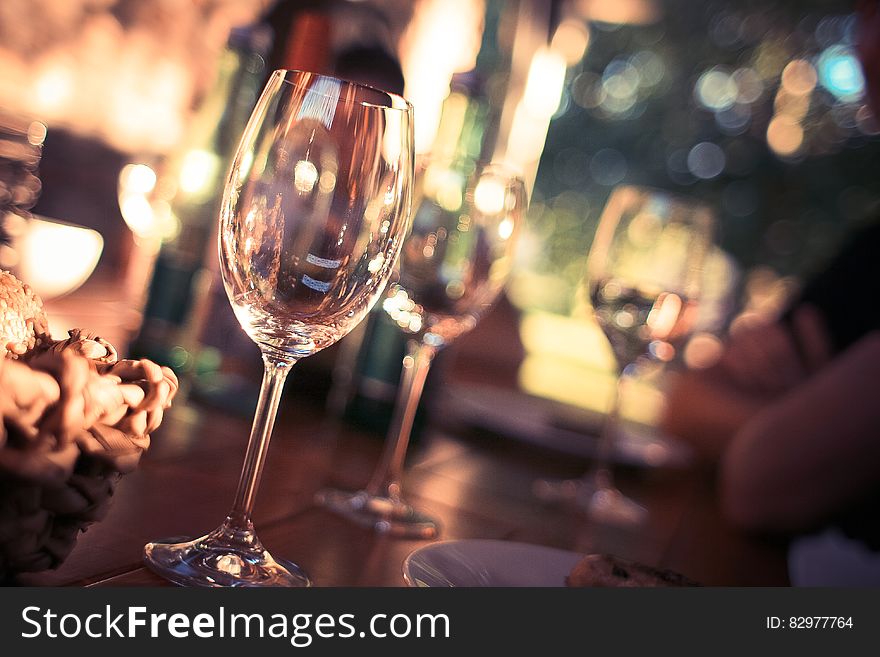 Wine Glass on Restaurant Table