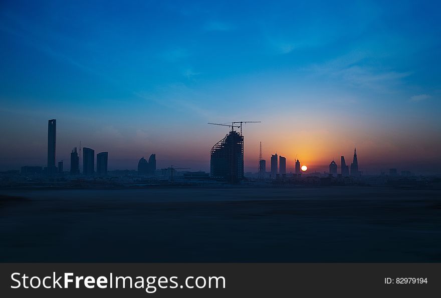 Concrete Building during Sunset