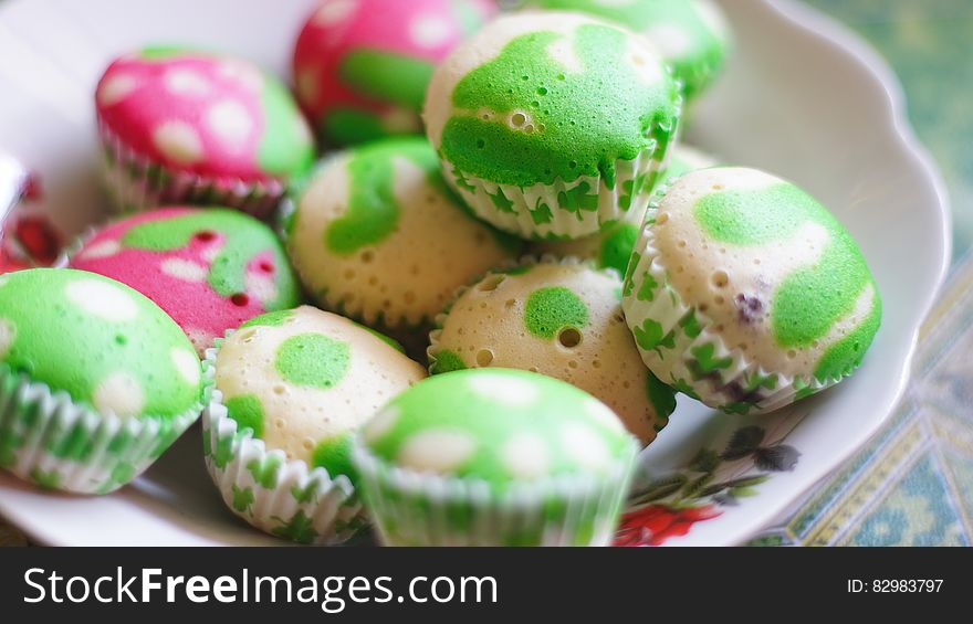 White And Green Cupcake