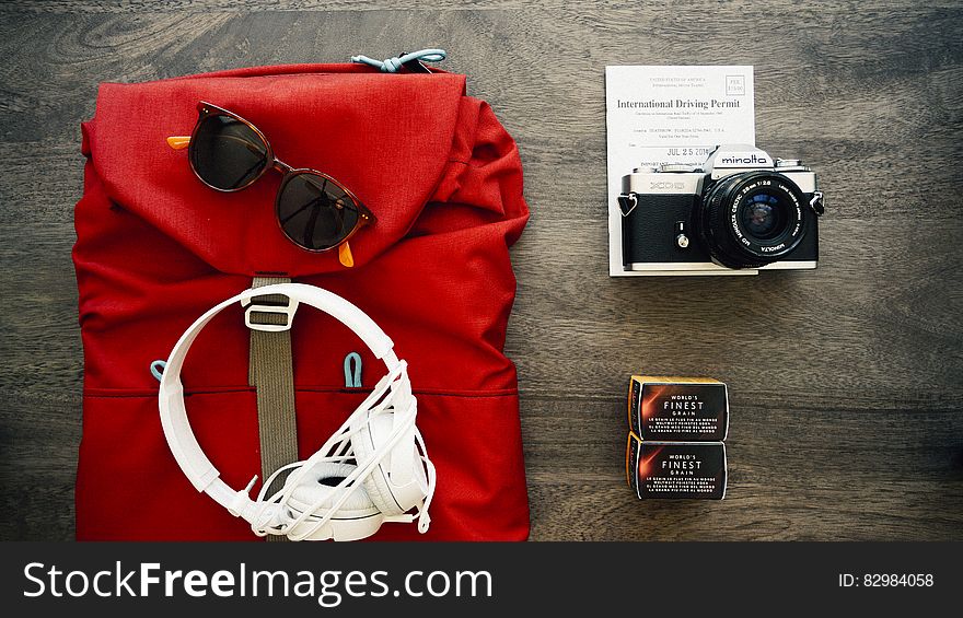 Backpack With Camera And Headphones