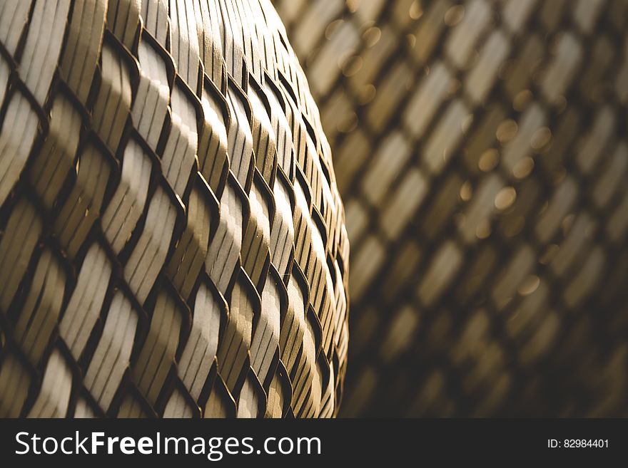 Close up of rattan basket textures.