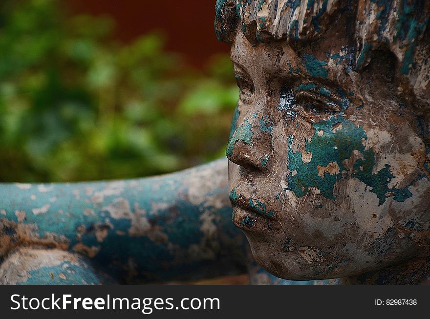 Blue and White Painted Boy Statue
