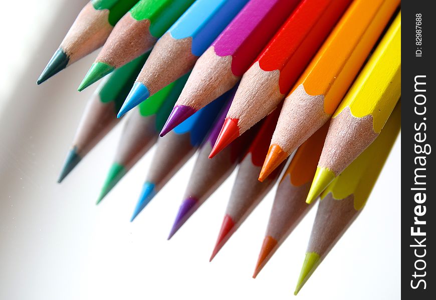 A close up of color pencils.