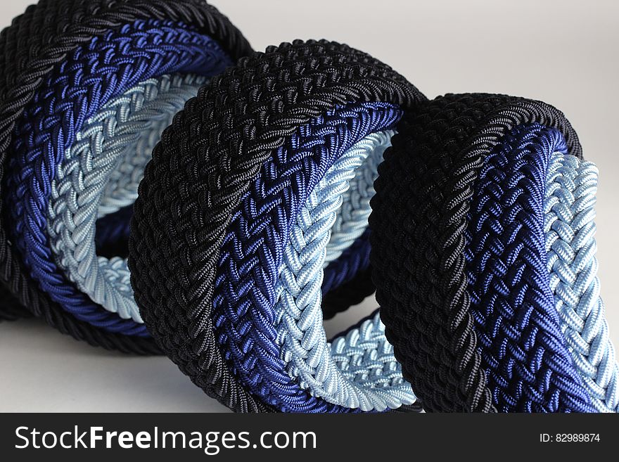 Grey Blue and Black Braided Strap