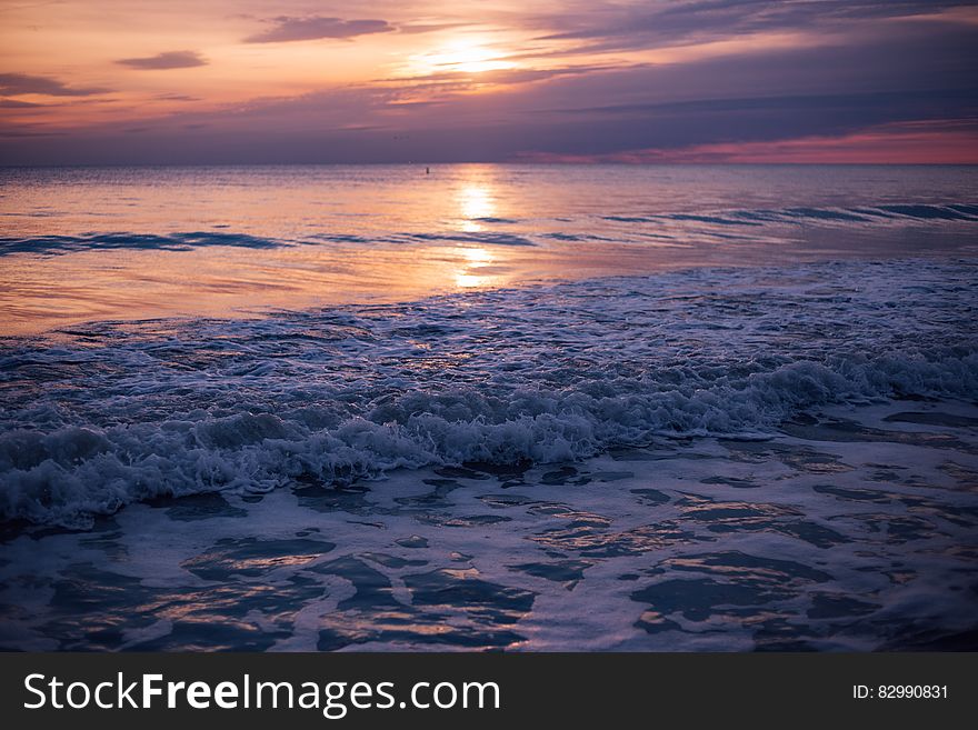 Sea Waves during Sun Set