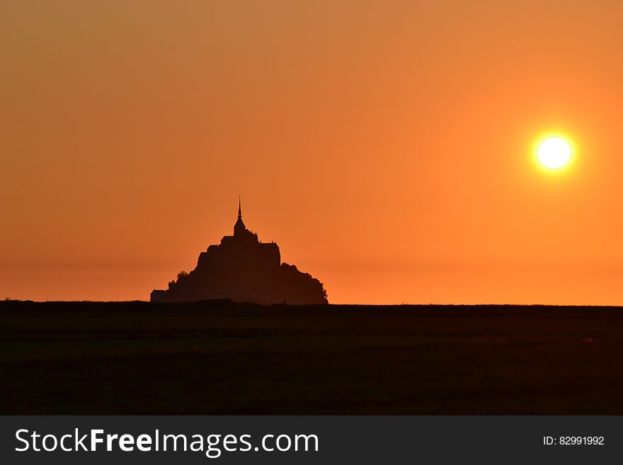 Mont St Michel, France At Sunset