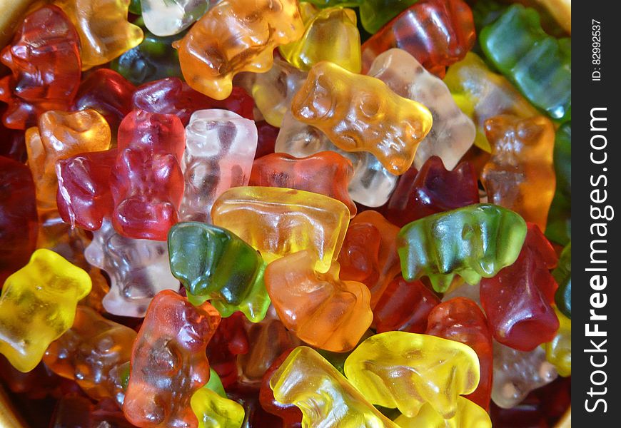 Close up of colorful gummy bear candies. Close up of colorful gummy bear candies.