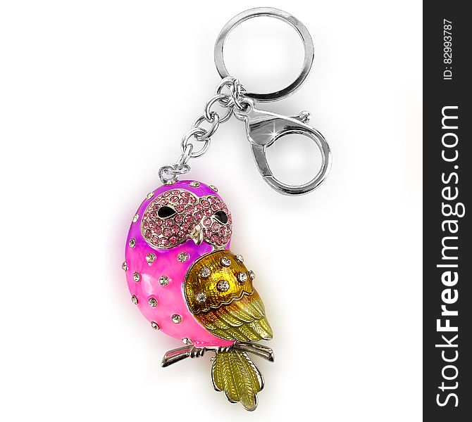Pink Gold and Silver Owl With Diamond Accessory Clamp Hook