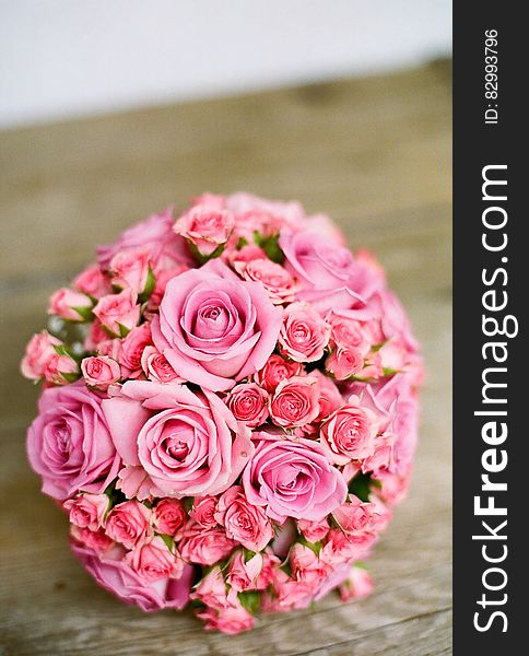 Pink Bouquet of Flowers on Table
