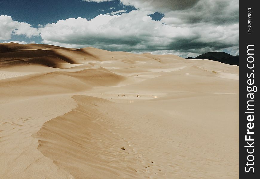 Empty sandy dune in desert on sunny day. Empty sandy dune in desert on sunny day.