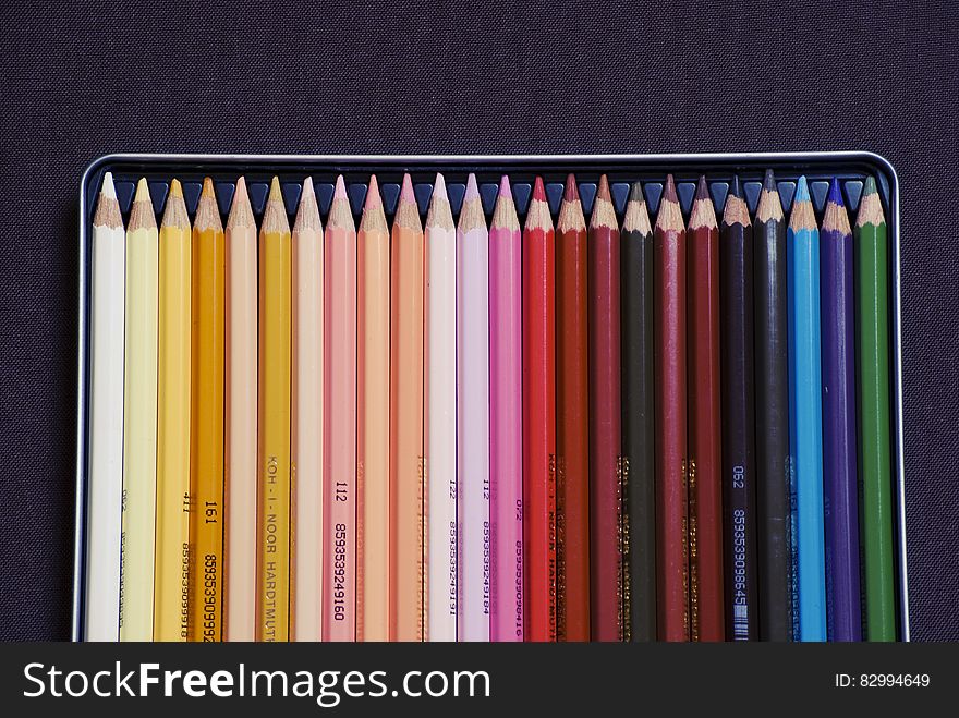 Set of colorful pencil crayons