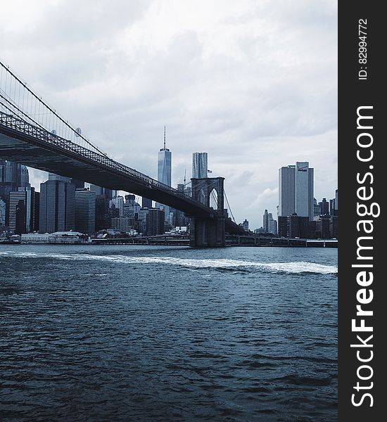 Brooklyn Bridge Blue and White Photo