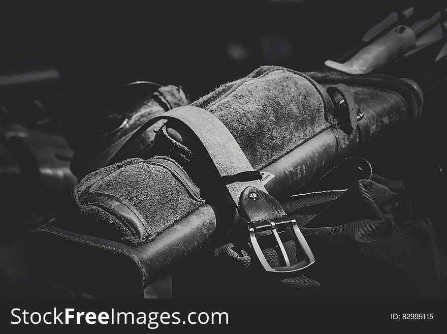 Leather Garrison Belt Grayscale Photo