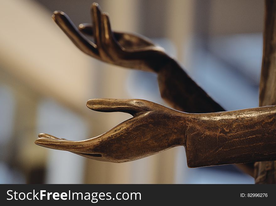 Red Wooden Hand Statue