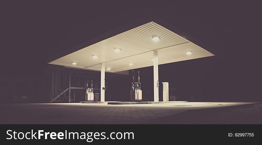 Gasoline Station during Night Time