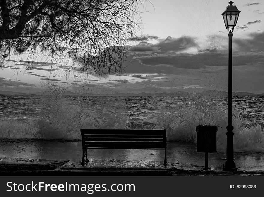 Grayscale Photo of Seaside